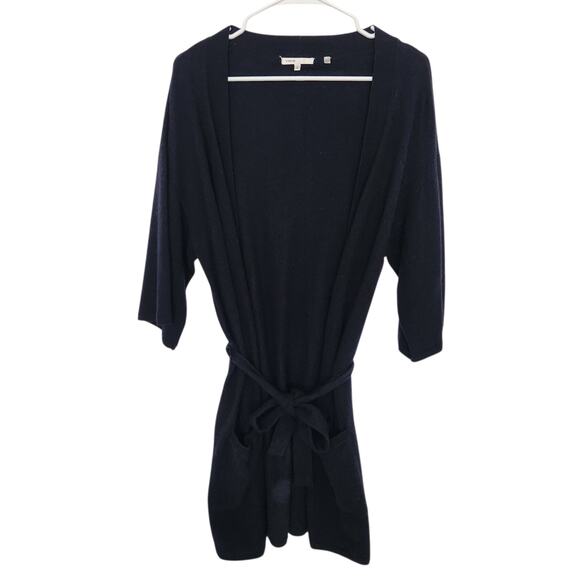 Vince Cashmere Belted Cardigan S Navy Cozycore Knit Relaxed Fit - Picture 1 of 9